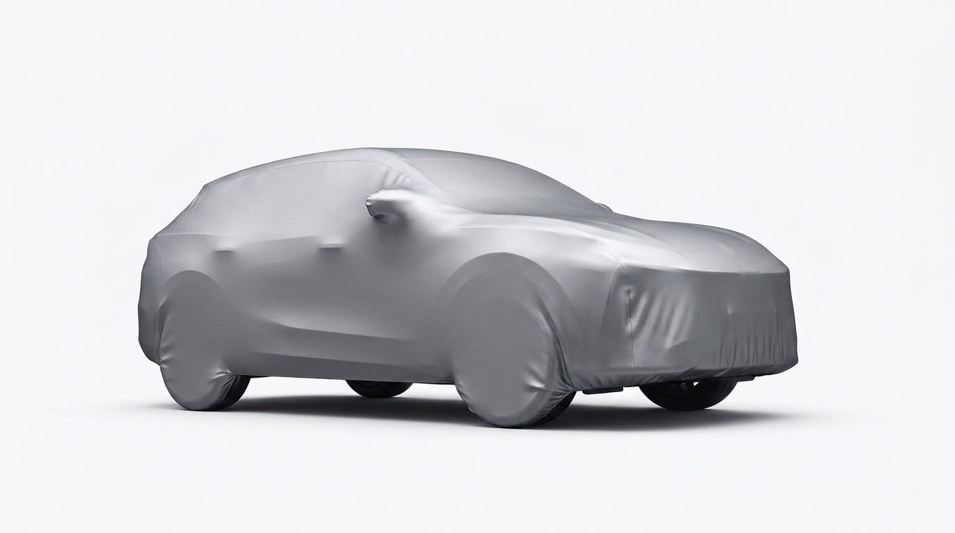 Covered vehicle awaiting its reveal at Capital Smart Motors Gujranwala